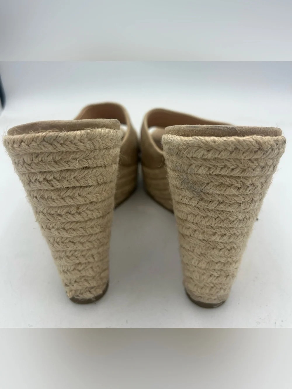 Veronica Beard Women’s Suede Espadrille Wedge Slide Sandals Beige Tan Size 8.5M